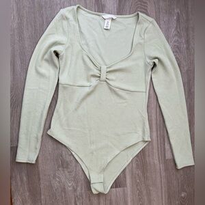 H&M Sage Green Long Sleeve Bodysuit